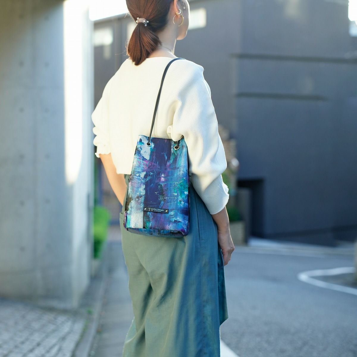 TNA080L Abstract 巾着バッグ Lサイズ - yuhaku online shop