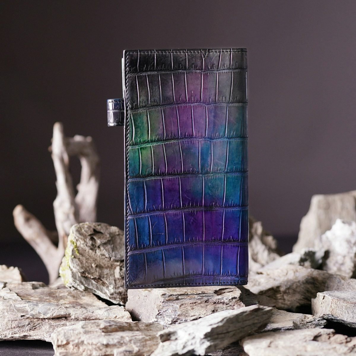 YAT023 仲垣友博一点染めシリーズ クロコダイル ナローサイズ手帳カバー - yuhaku online shop