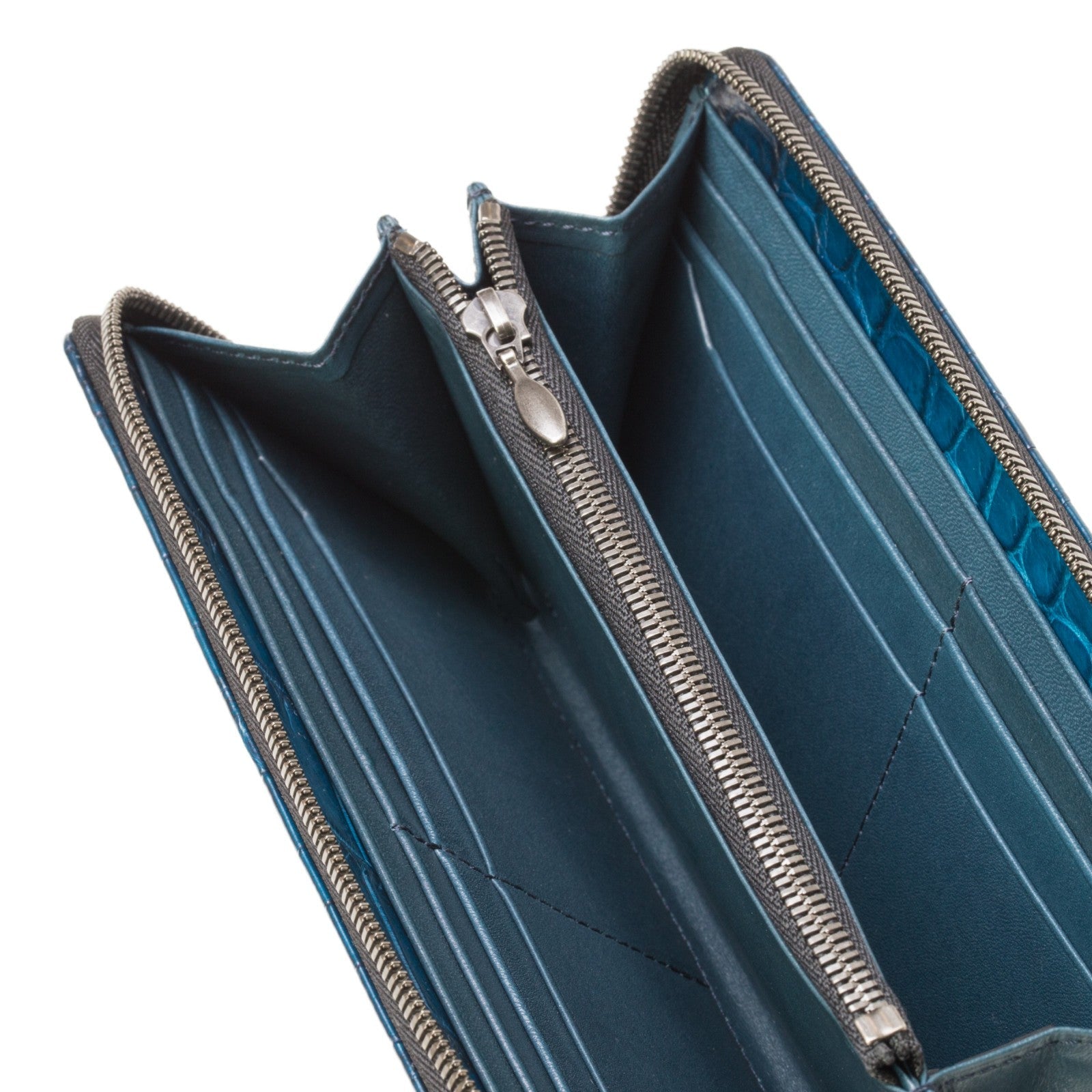 【受注染色】クロコダイルラウンドファスナーウォレット「二藍」YFA114 - yuhaku online shop