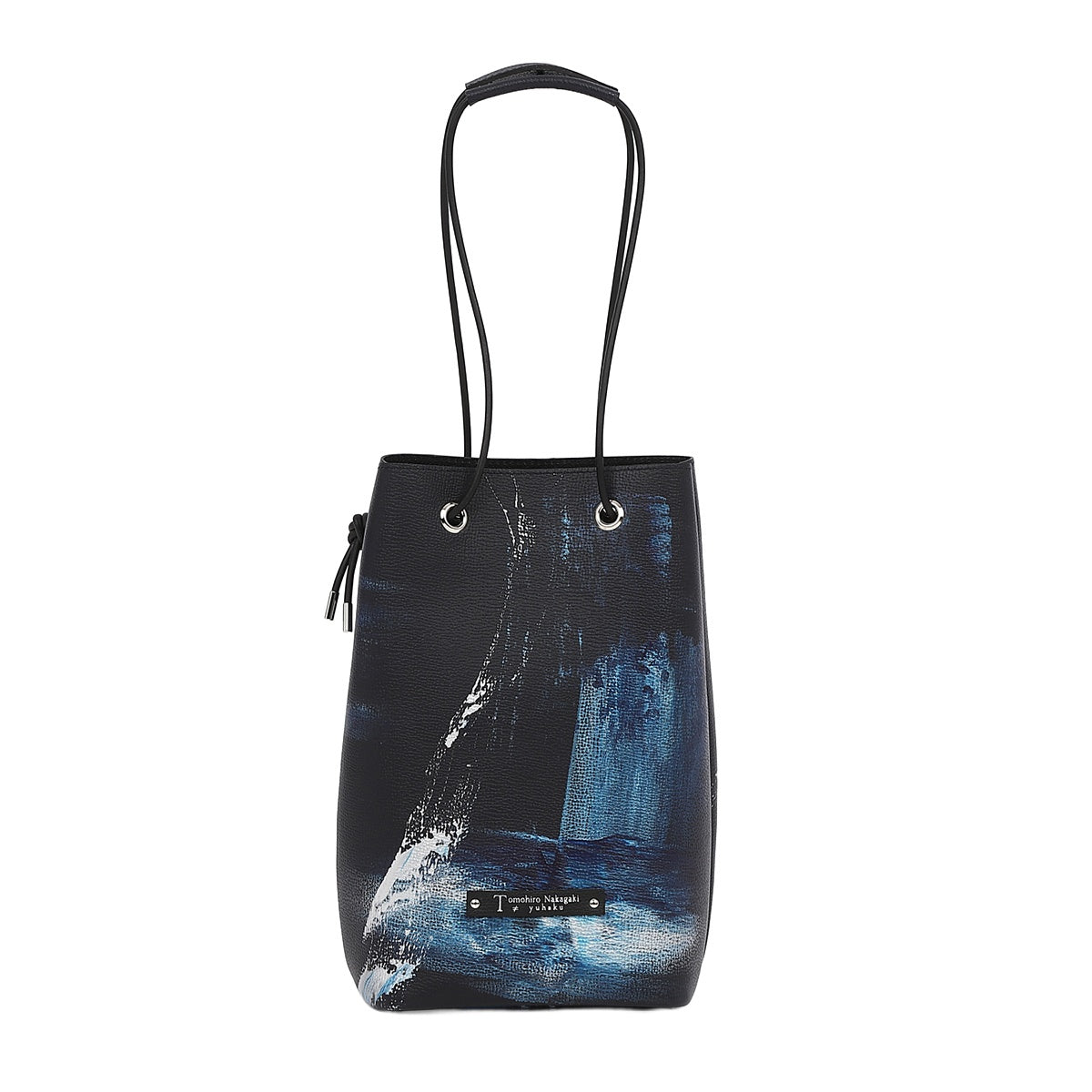 hazama 失われた紋章の巾着バッグ（blue x black） TNA080L Abstract 巾着バッグ Lサイズ ｜美しい色彩の革財布、革製品