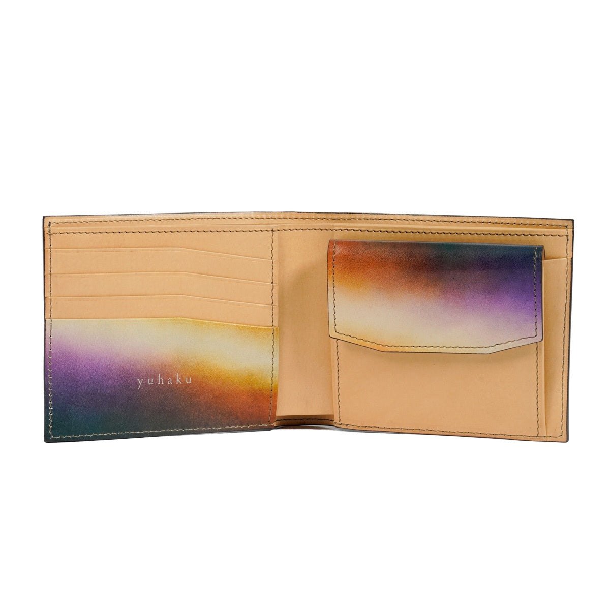 HNY2026-132 新年染め 二つ折り財布 慶駿 ｜美しい色彩の革財布