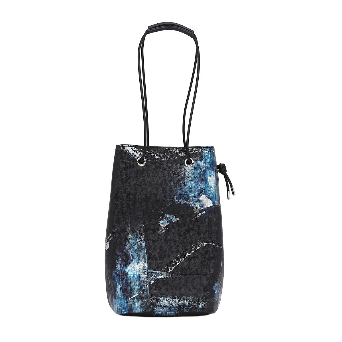 hazama 失われた紋章の巾着バッグ（blue x black） TNA080L Abstract 巾着バッグ Lサイズ ｜美しい色彩の革財布、革製品