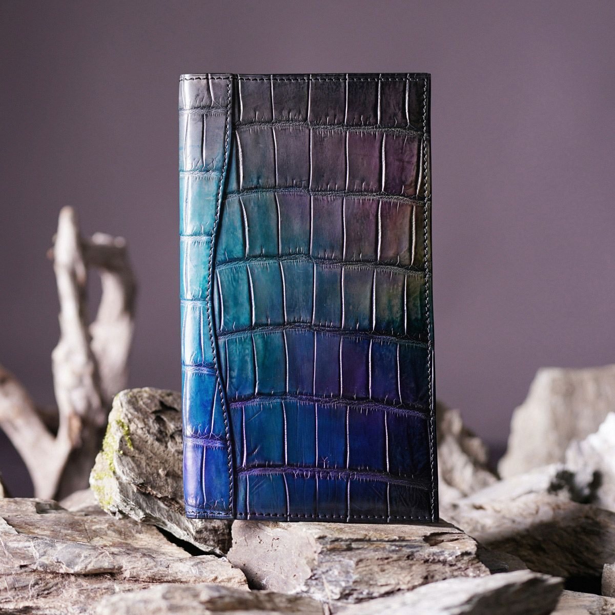 YAT023 仲垣友博一点染めシリーズ クロコダイル ナローサイズ手帳