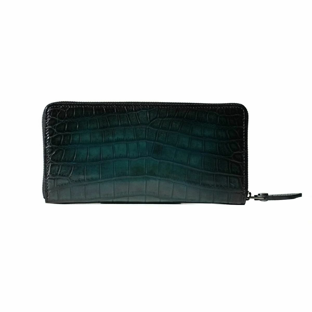 YFA114 クロコダイルラウンドファスナーウォレット ｜美しい色彩