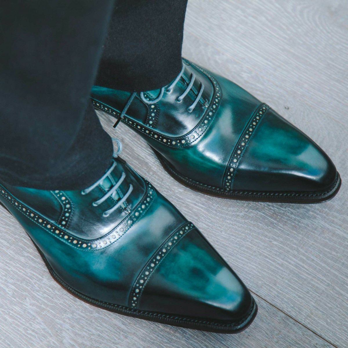 【美品】YUHAKU YSH0201 手染めパティーヌ ドレスシューズ ブルー 美品】YUHAKU YSH0201 手染めパティーヌ ドレスシューズ ブルー