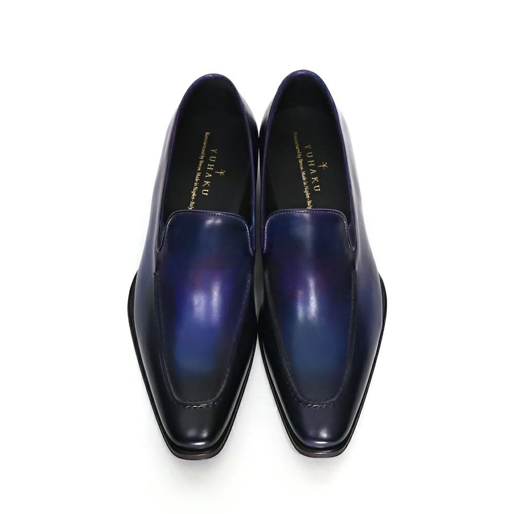 【美品】YUHAKU YSH0201 手染めパティーヌ ドレスシューズ ブルー YSH7525 スリッポンシューズ ｜美しい色彩の革財布、革製品通販
